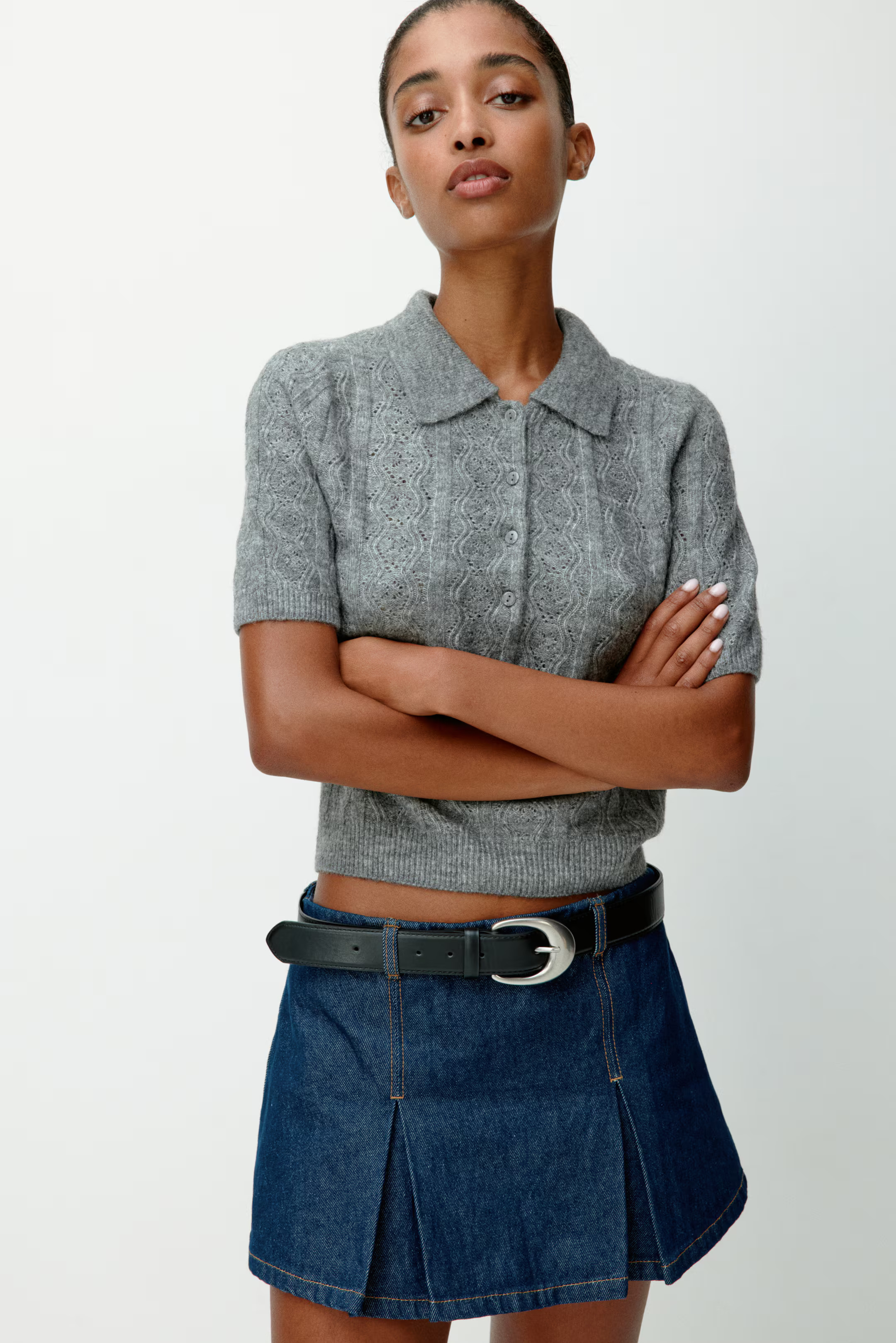 Pointelle-Knit Polo Sweater | H&M (US + CA)