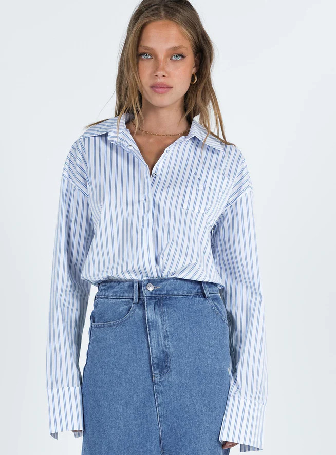 Letters To You Shirt Blue Stripe | Princess Polly US