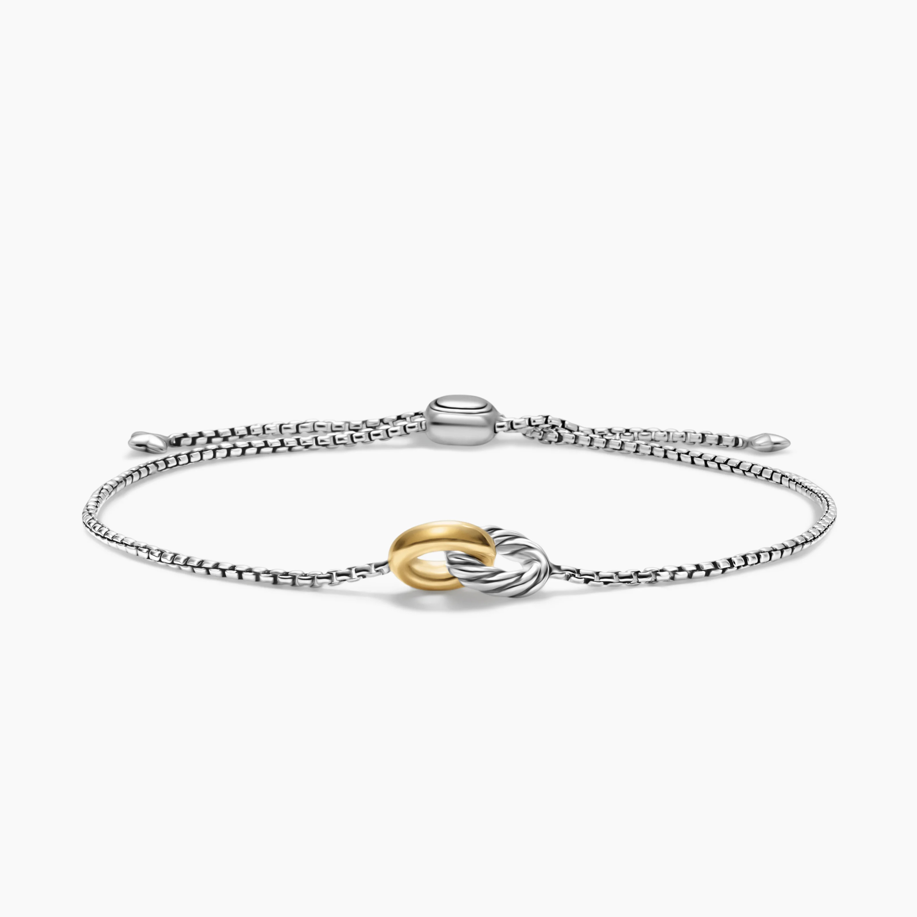 David Yurman | Petite Cable Linked Bracelet in Sterling Silver with 14K Yellow Gold, 15mm | David Yurman