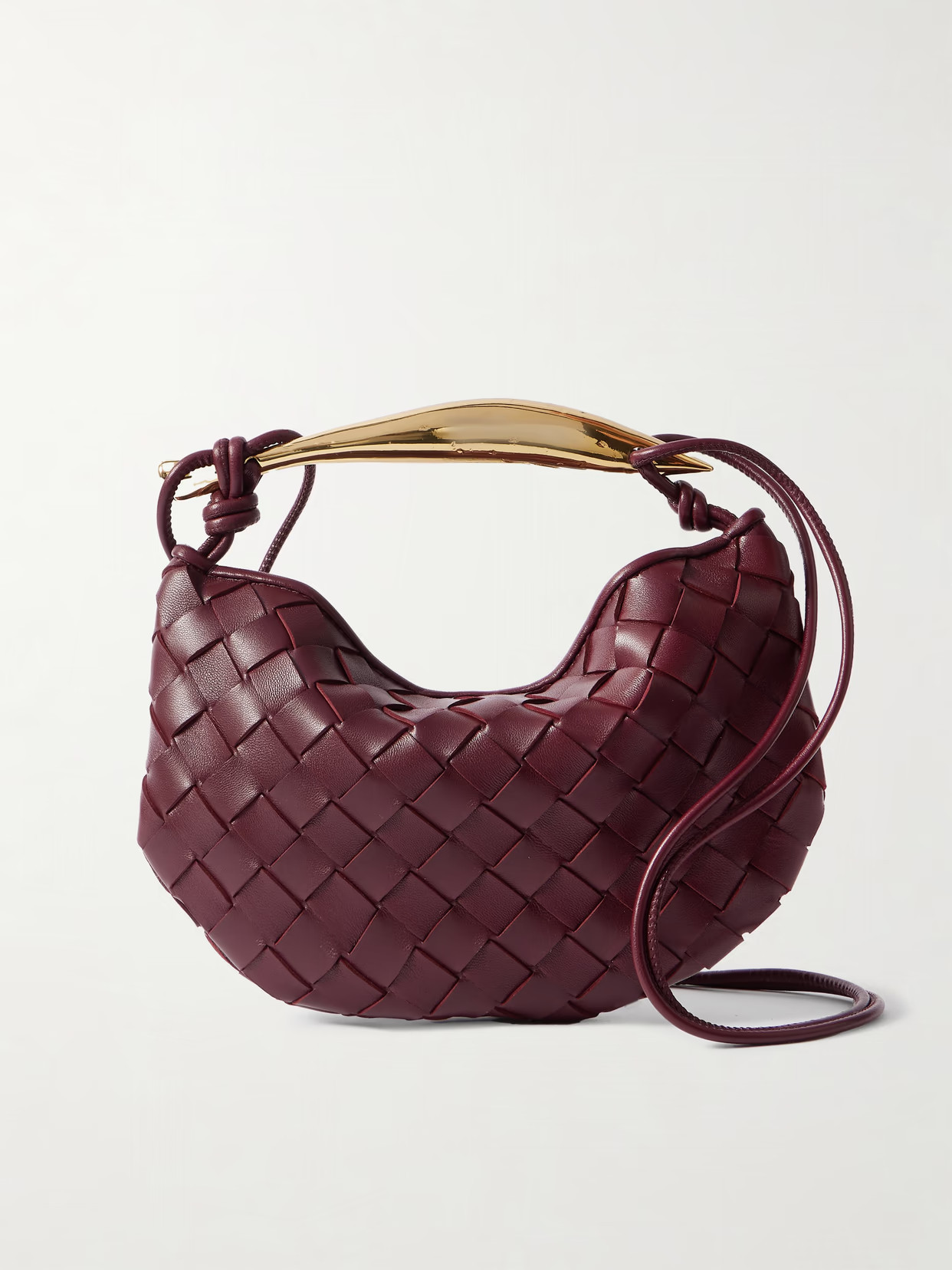 Bottega Veneta - Sardine Baby Intrecciato Leather Shoulder Bag - Burgundy - One size | NET-A-PORTER APAC