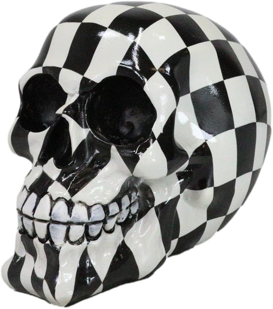 Ebros Gift Day of The Dead Harlequin Black and White Squares Checkered Skull Statue As Decorative... | Amazon (US)