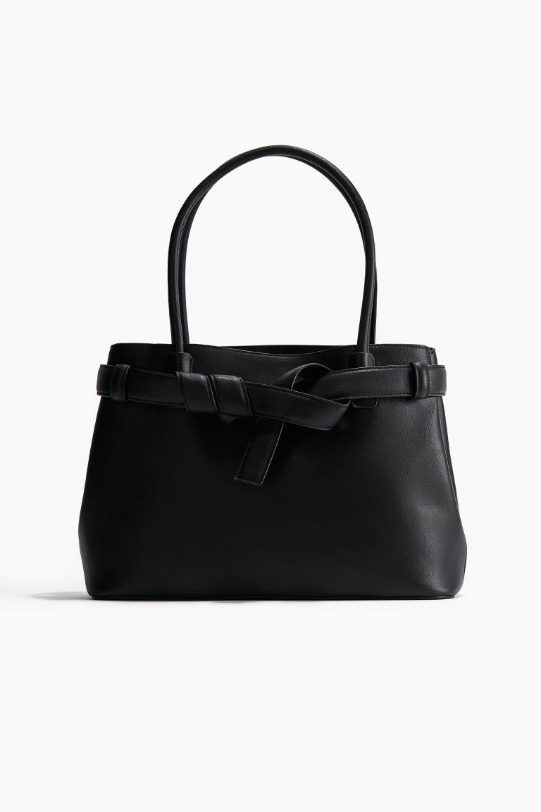 H & M - Strap-Detail Tote Bag - Black | H&M (US + CA)