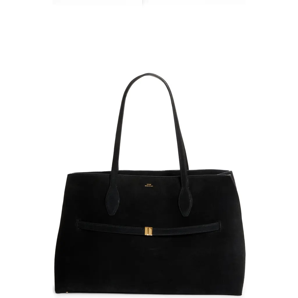 TOTEME Lounge Belted Suede Tote in Black at Nordstrom | Nordstrom