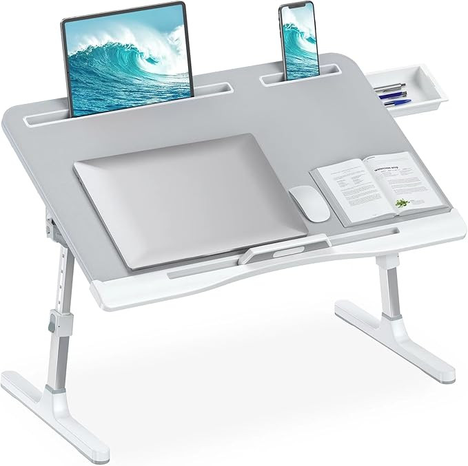 Laptop Desk for Bed, Adjustable Bed Table with Leather Desktop, Foldable X-Large Laptop Bed Trays... | Amazon (US)