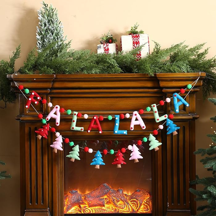 Tudomro 2 Pcs 6.5 Feet Falala Ball Felt Banner Decor Christmas Pom Pom Garland for Wall Xmas Tree... | Amazon (US)