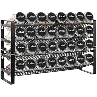 SpaceAid 4 Tier Spice Rack Organizer with 28 Spice Jars, 386 Spice Labels, Chalk Marker and Funne... | Amazon (US)