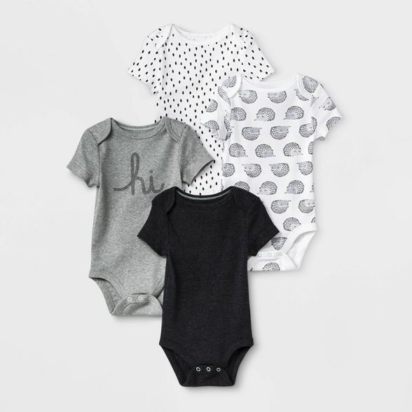Baby 4pk Short Sleeve Bodysuit - Cloud Island™ Black/White | Target