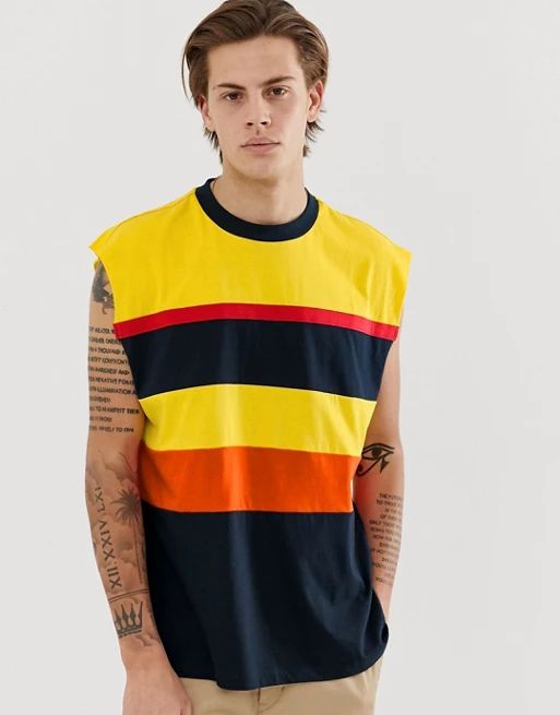 ASOS DESIGN organic oversized sleeveless t-shirt with color block | ASOS US