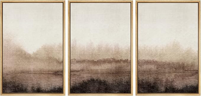 SIGNWIN Framed Canvas Print Wall Art Set Pastel Watercolor Brown Landscape Nature Wilderness Illu... | Amazon (US)