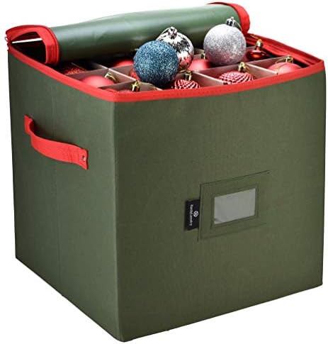 Christmas Ornament Storage - Stores up to 64 Holiday Ornaments, Adjustable Dividers, Zippered Closur | Amazon (US)