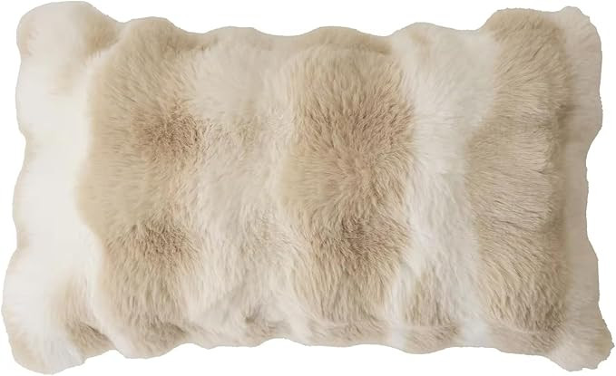 Fennco Styles Luxury Faux Fur Decorative Lumbar Throw Pillow Cover 12" W X 20" L – Beige Plush ... | Amazon (US)