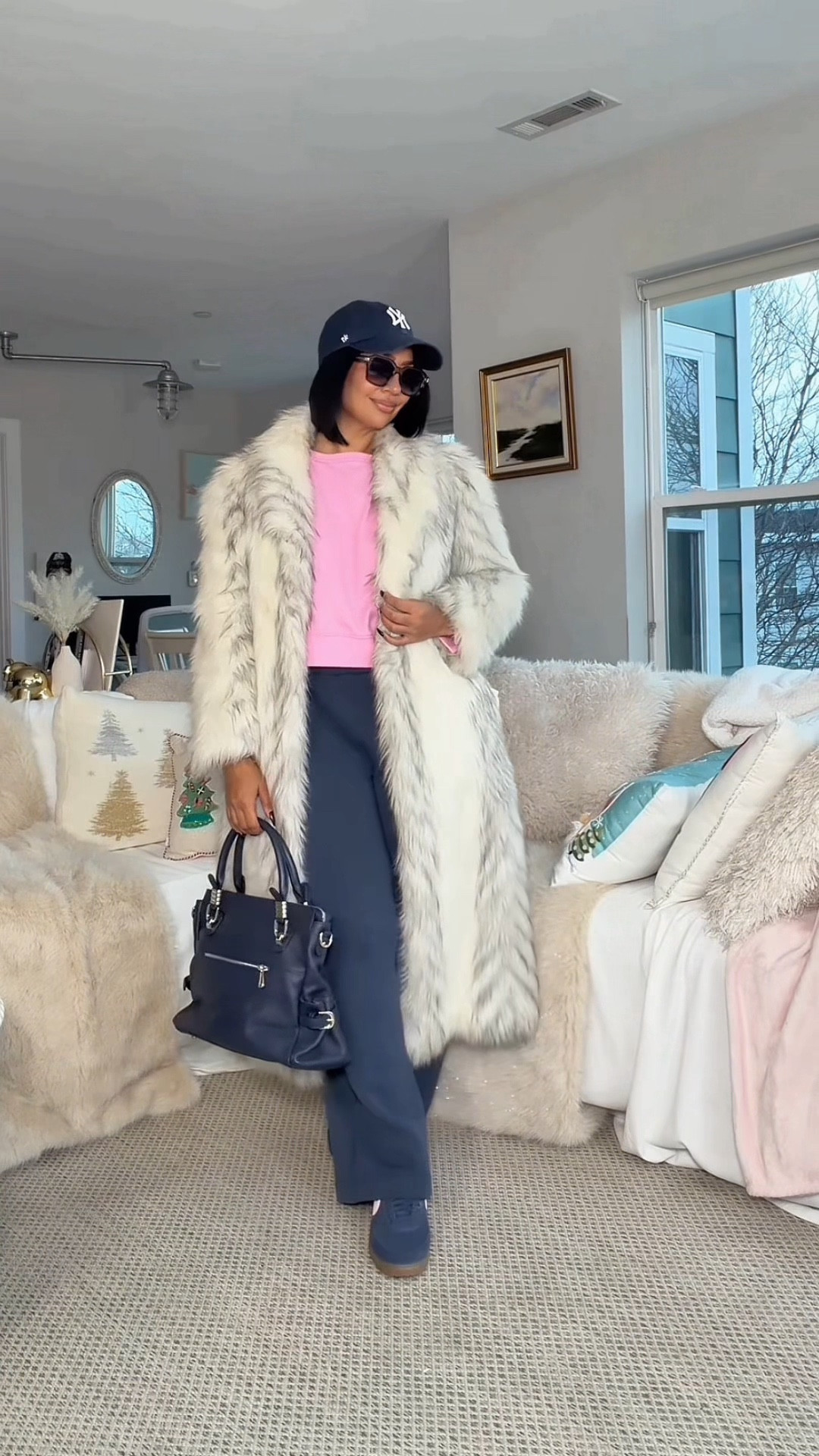 Your outfit of the day during spring when you live in New England 💁🏽‍♀️ Cropped sweatshirt and light sweatpants (that are ridiculously comfy and soft) and optional fur coat depending on how deranged the weather that day. 

#LTKPetite #LTKOver40 #LTKootd