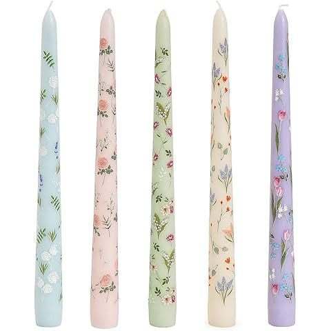 Honoson 6 Pcs Easter Flameless Taper Candles 10.6 Inch Spring Flower Candles Battery Operated LED... | Amazon (US)