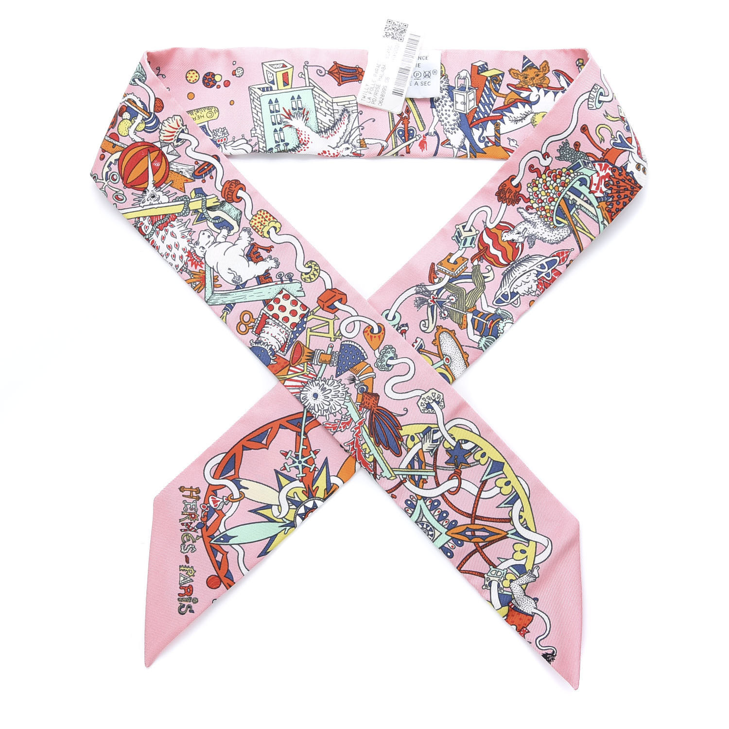 HERMES

Silk La Folle Parade Twilly Rose Malabar White | Fashionphile