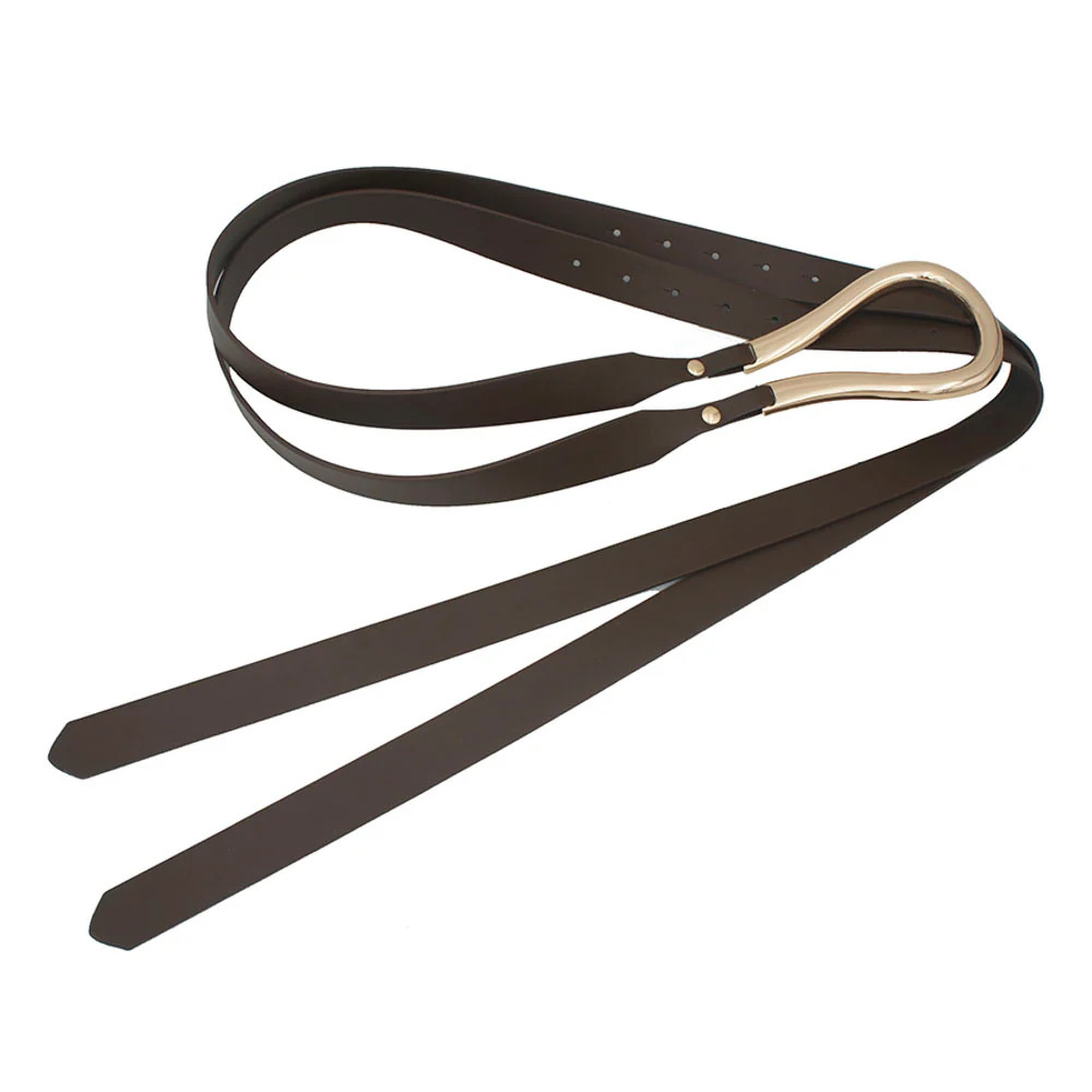 Oksana Teardrop Buckle Wrap Around Belt - Brown | Benaar La