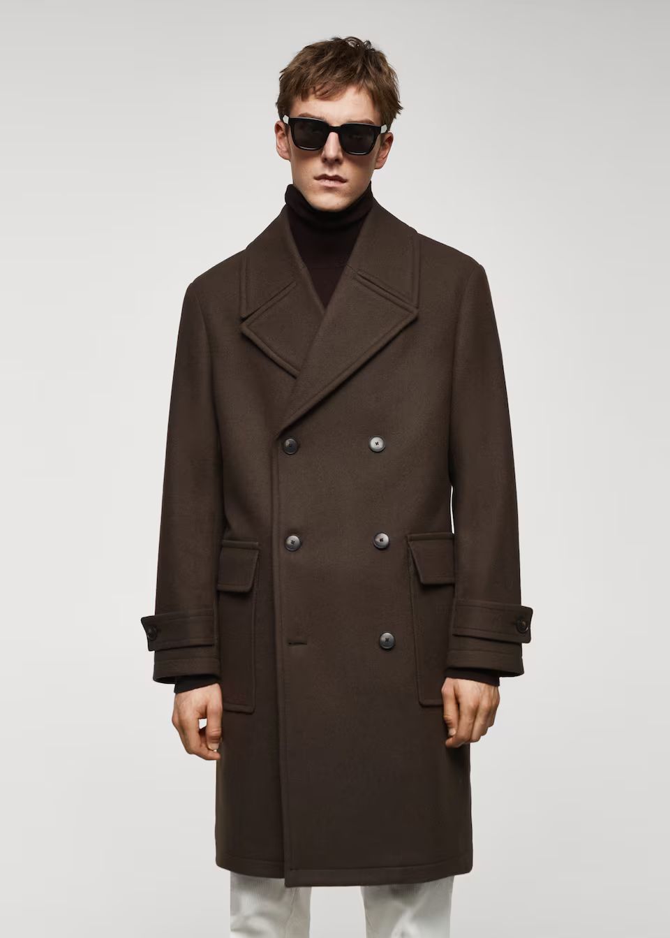 Wool double-breasted coat with buttons -  Men | Mango Man USA | MANGO (US)