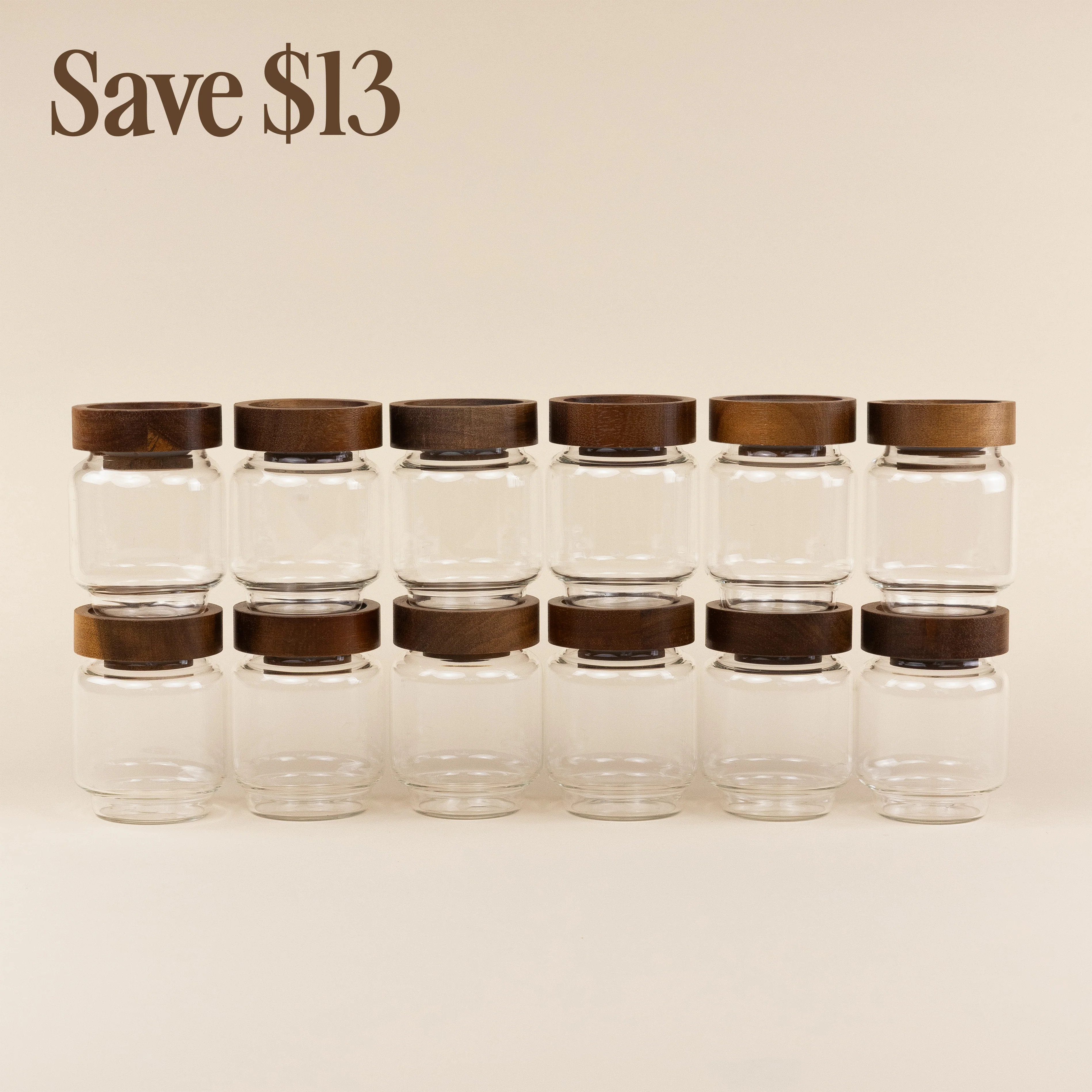 The Breakfast Pantry Mini Twelve Canister Set With Acacia Wood Lids | The Breakfast Pantry