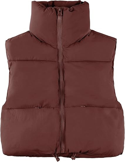 UANEO Cropped Puffer Vest Women Zip Up Stand Collar Sleeveless Padded Crop Puffy Vests | Amazon (US)