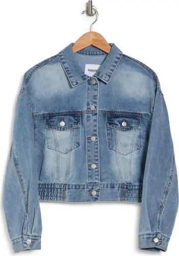 Cropped Elastic Waist Denim Jacket | Nordstrom Rack
