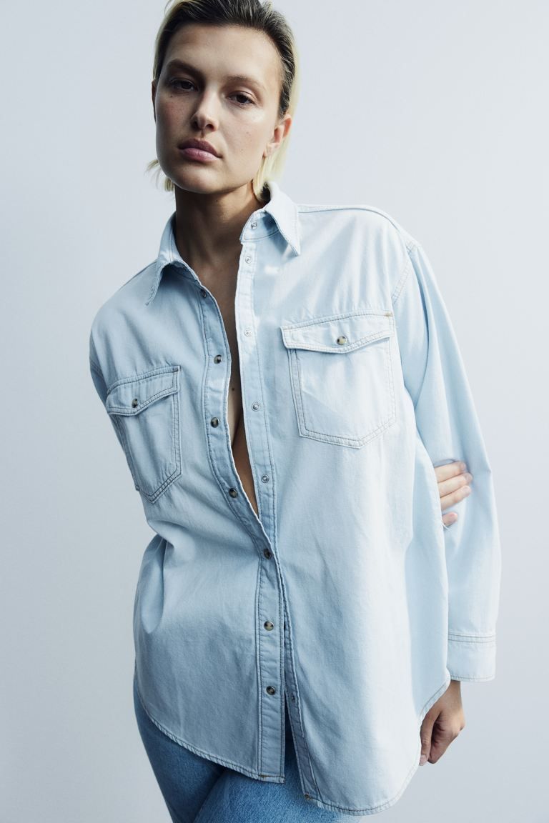Denim Shirt - Pale denim blue - Ladies | H&M US | H&M (US + CA)