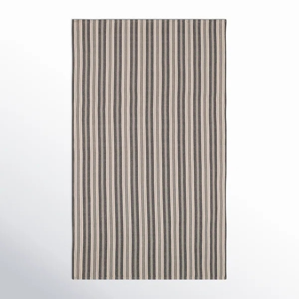 Rish Ticking Stripe Grey/Ivory Handwoven Indoor/Outdoor Rug | Birch Lane