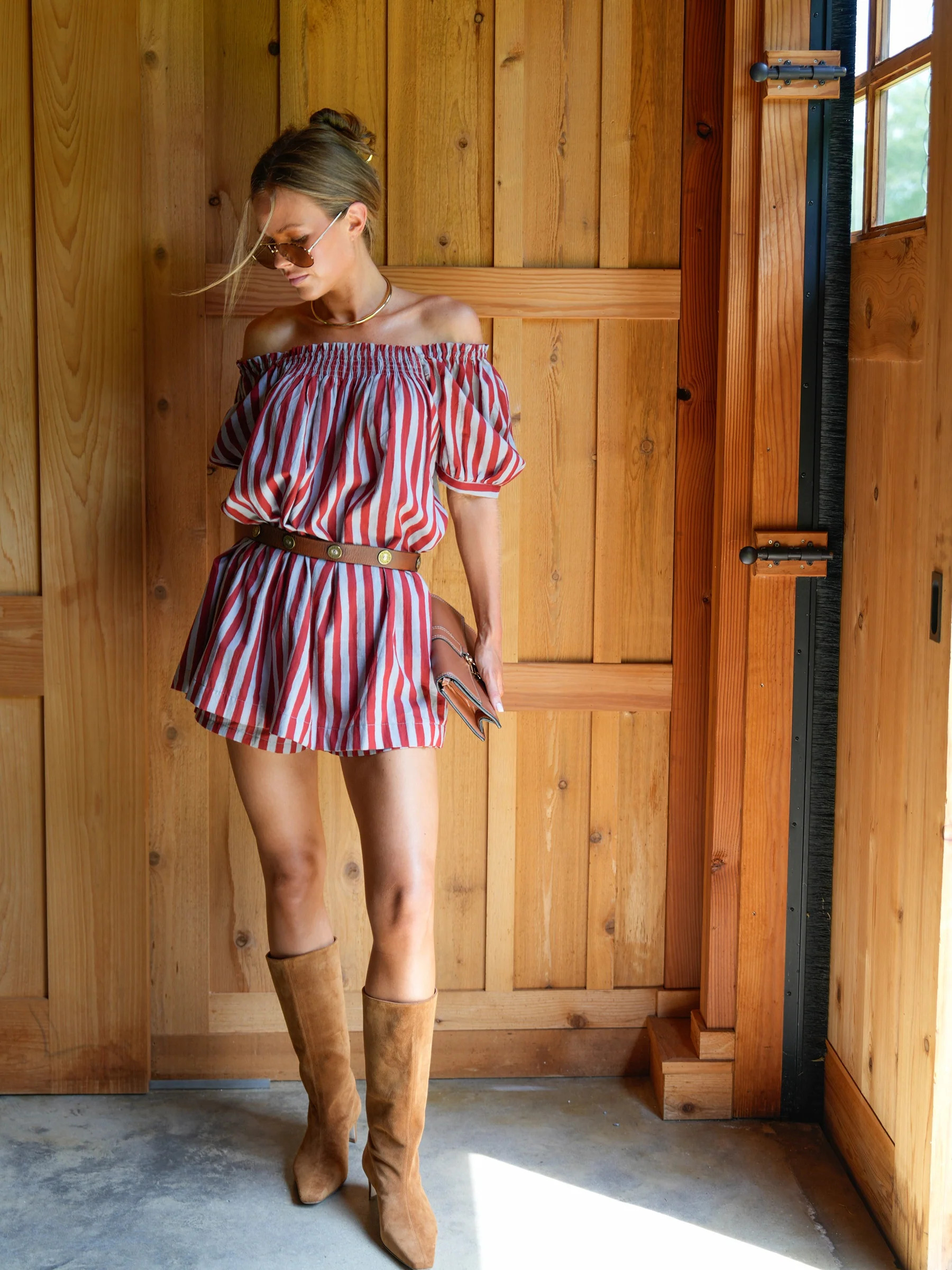 The Sweet and Short Set - Crimson Grey Stripe | Darling Loungewear