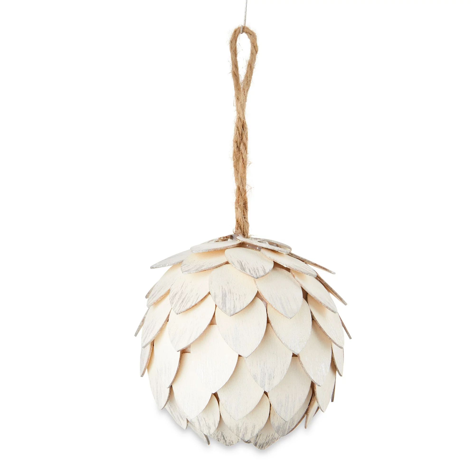 Christmas White Pinecone Hanging Ornament, 100mm, 0.05lbs, by Holiday Time | Walmart (US)