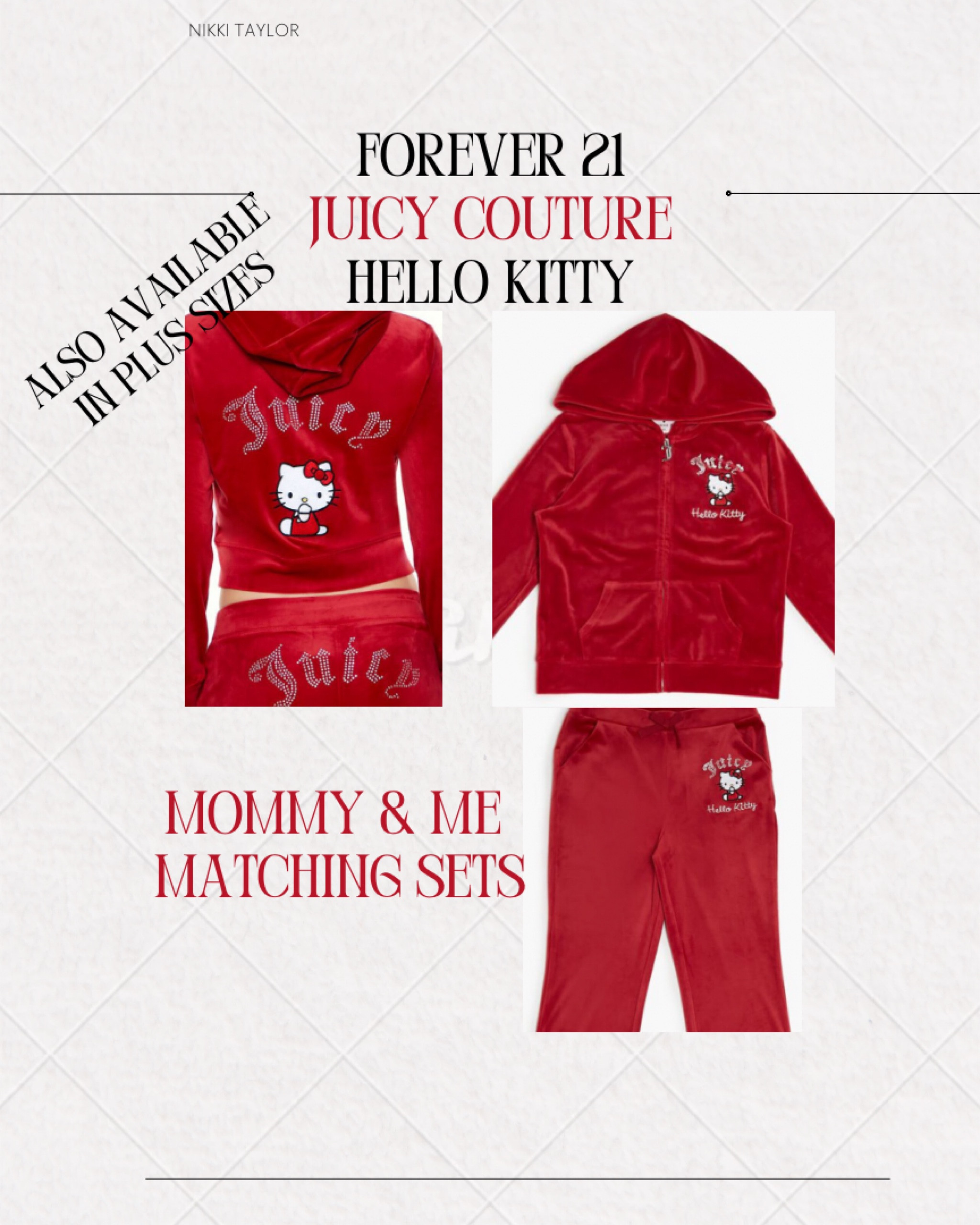 FOREVER 21 HELLO KITTY COLLAB #forever21 #hellokitty #juicycouture #mommyandme #matchingoutfits #velour

#LTKFindsUnder100 #LTKPlusSize #LTKKids
