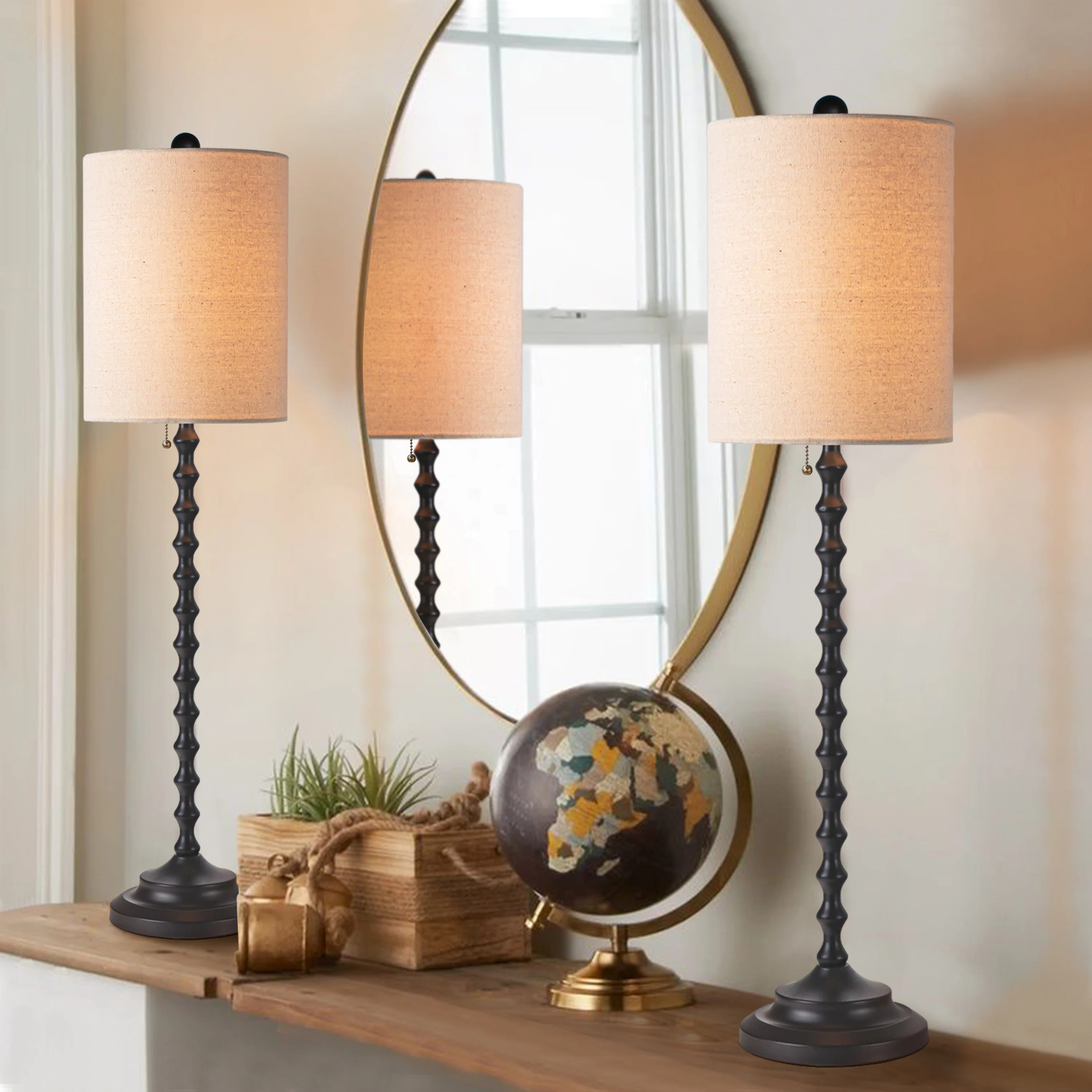Bungalow Rose Pavanjit Buffet Lamps Table Lamps Unique Artistic Design Shade for Console Table at... | Wayfair North America