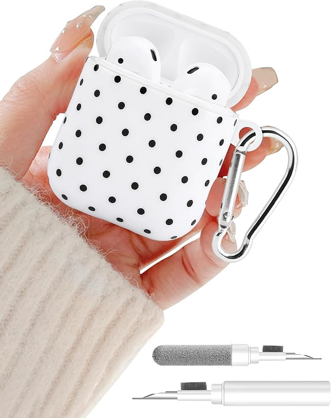 Compatible with Airpods 2nd 1st Generation Case, Cute White Black Polka Dot Aesthetic Design with... | Amazon (US)