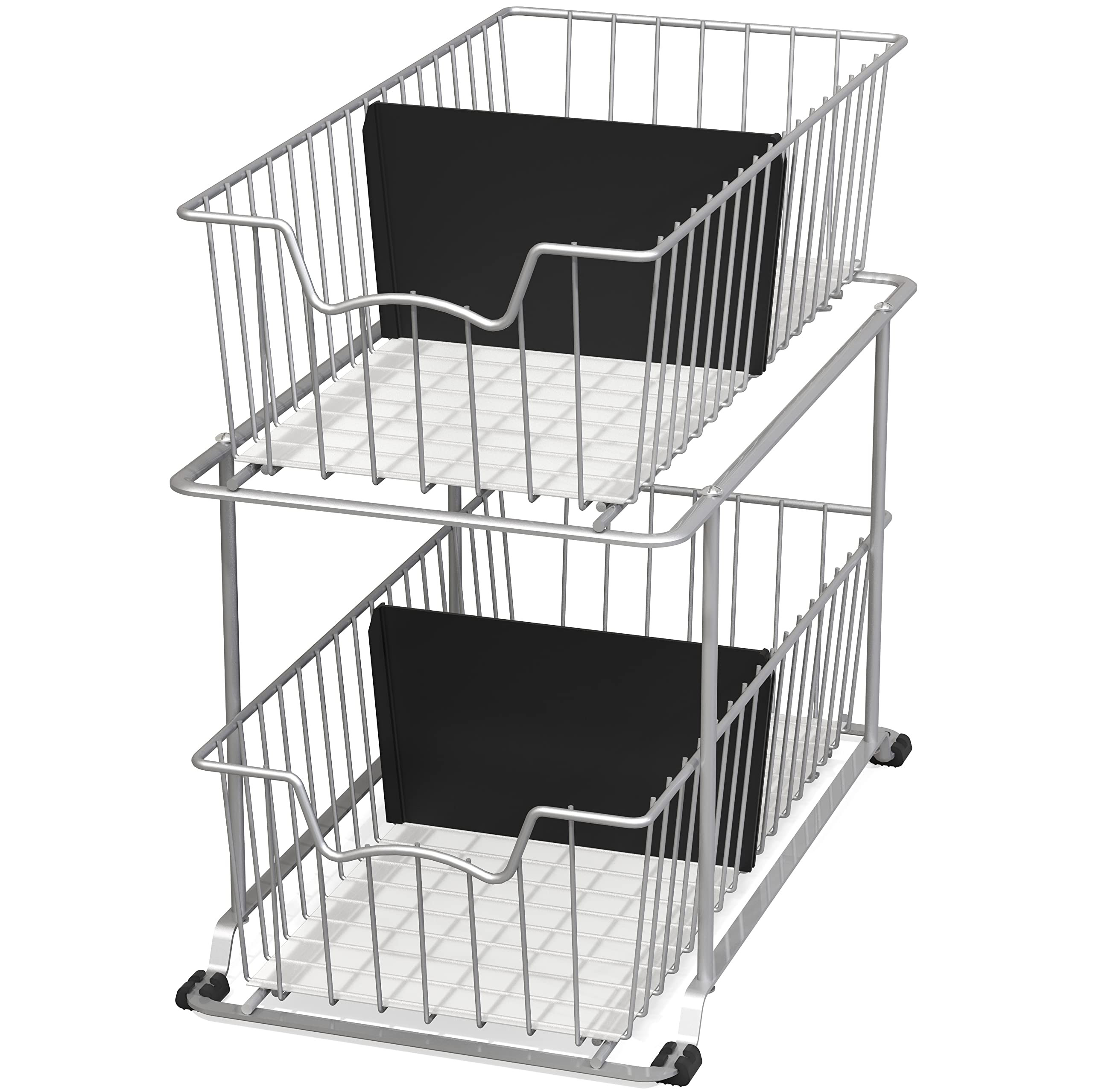 Simple Houseware 2 Tier Cabinet Wire Basket Drawer Organizer, Grey | Amazon (US)