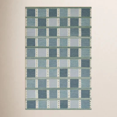 Freya Scandi Hand Woven Wool Blend Blue Area Rug | Wayfair North America