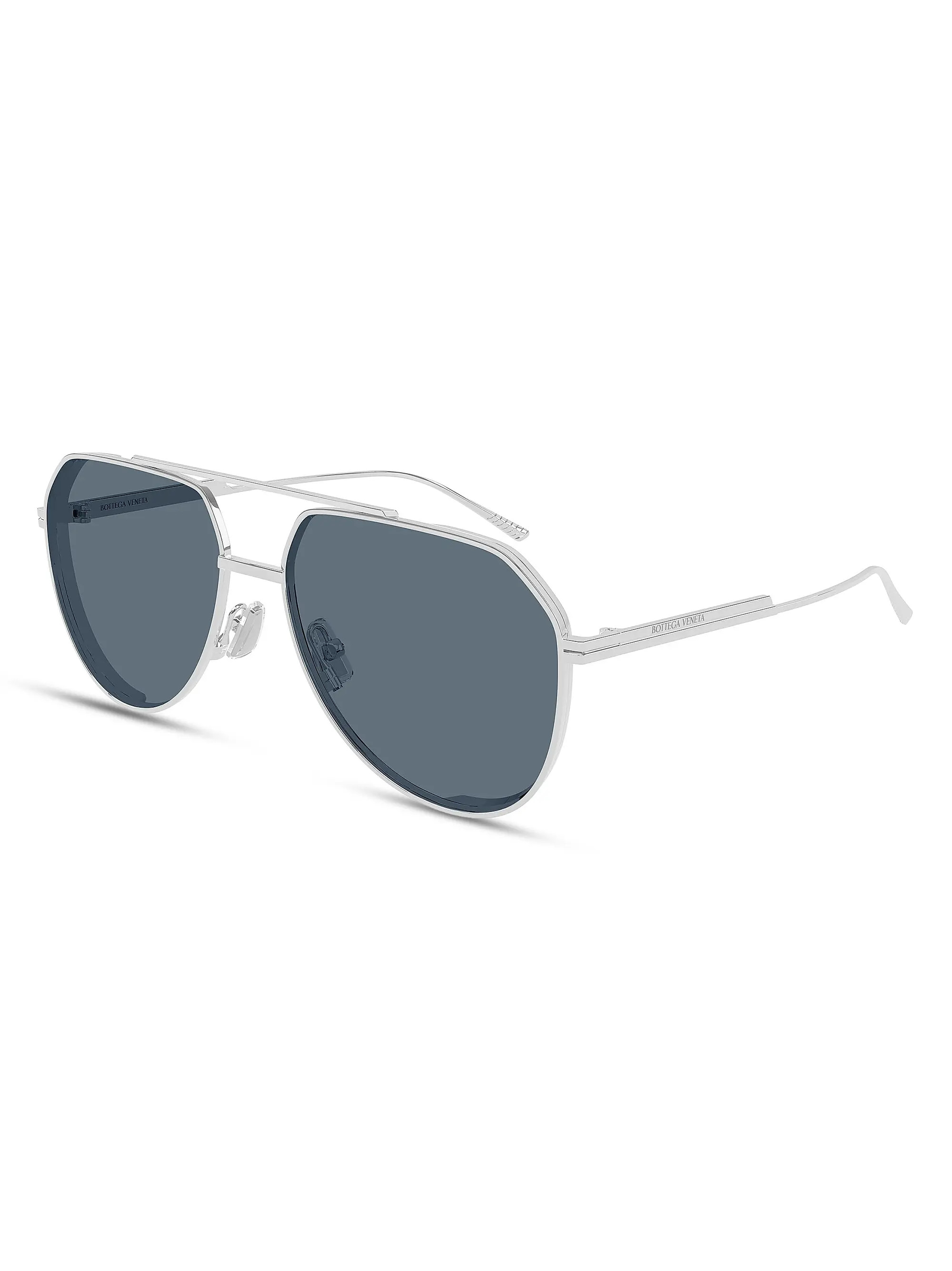 Bottega Veneta Light Ribbon 60MM Pilot Metal Sunglasses | Saks Fifth Avenue | Saks Fifth Avenue