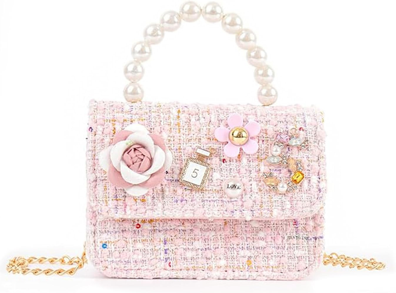 Girls Princess Purses Cute Crown Crossbody Bag Handbag with Pearl Handle for girls | Amazon (US)