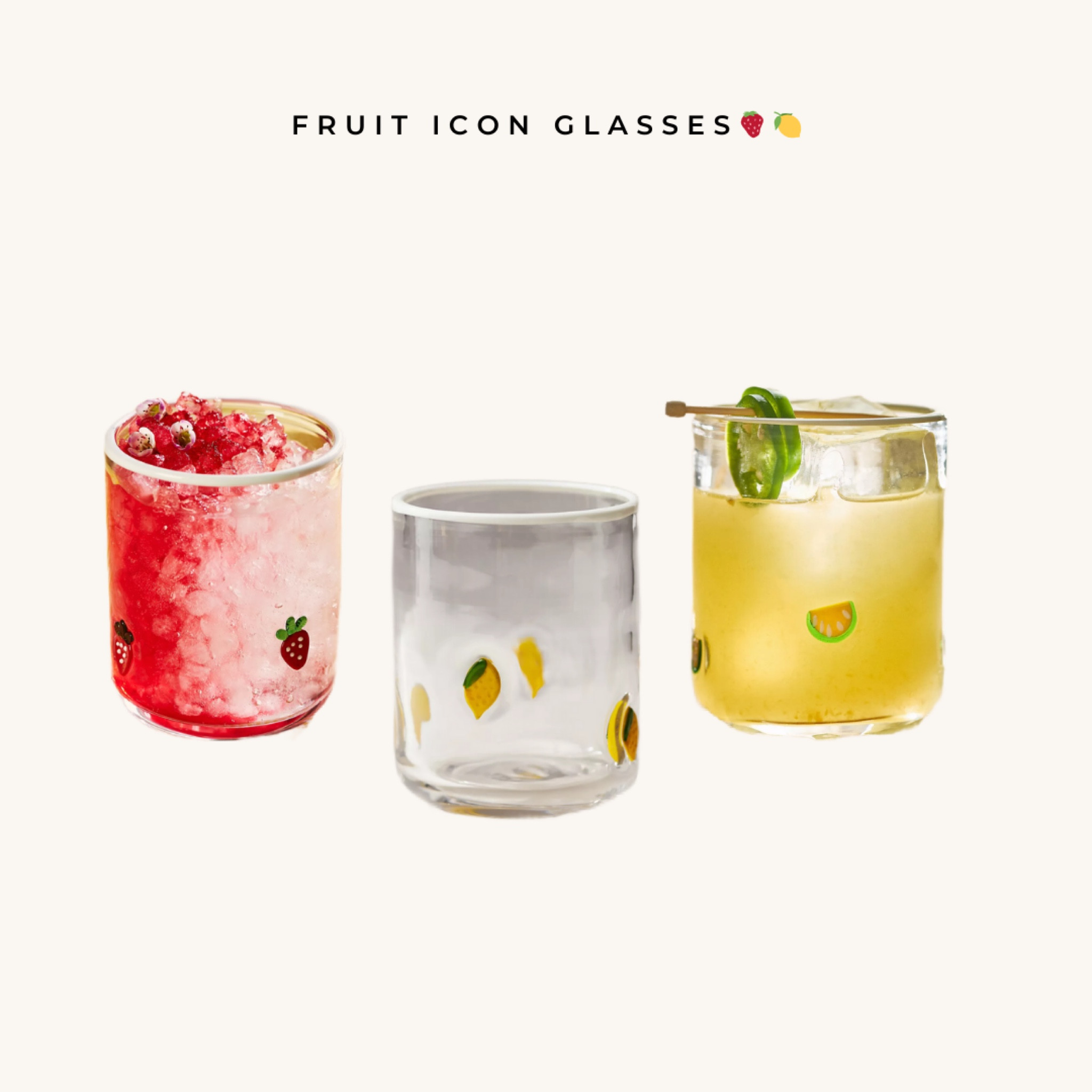 The cutest fruit icon glasses #anthropologie #icon #home #kitchen #glass #fruit

Ps- tagging is being weird. But the link brings you to all the lovely icon glasses🫶🏻

#LTKSeasonal #LTKFindsUnder50 #LTKHome