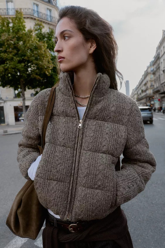 QUILTED BOMBER JACKET WITH CABLE KNIT AND THERMAL INSULATION | Zara UK