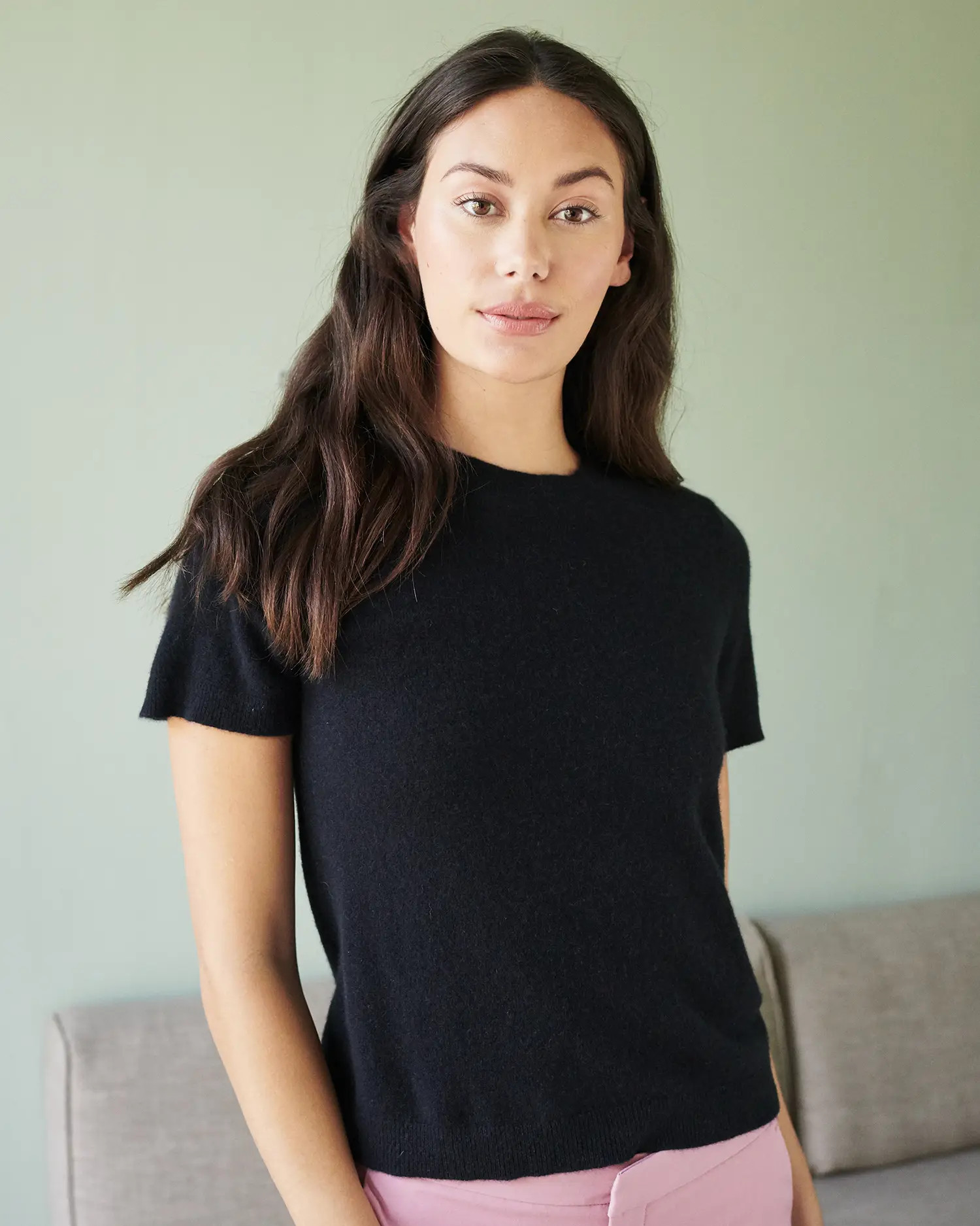 Mongolian Cashmere Tee in Black | Quince