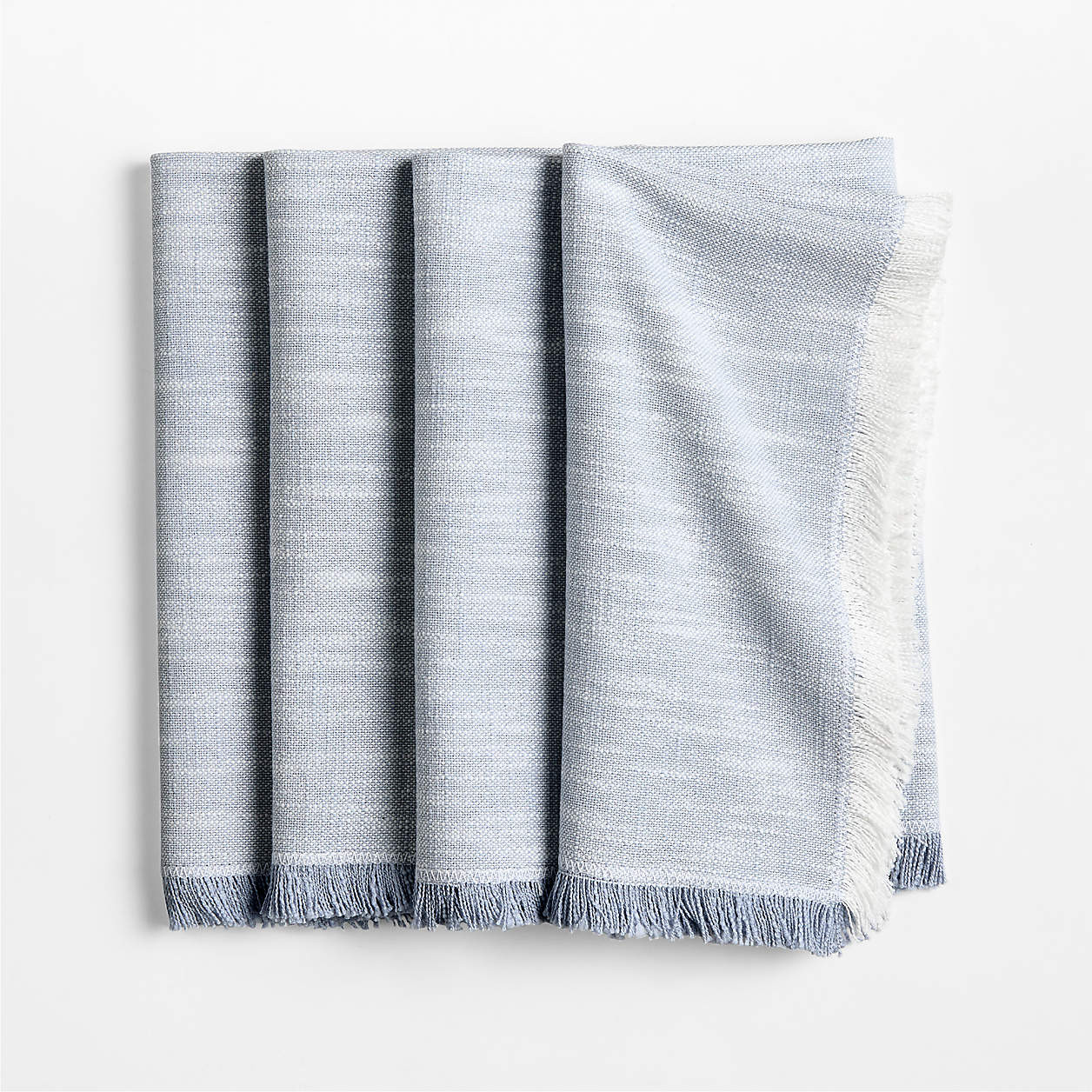 Tonal Fringe Blue Napkins, Set of 4 + Reviews | Crate & Barrel | Crate & Barrel