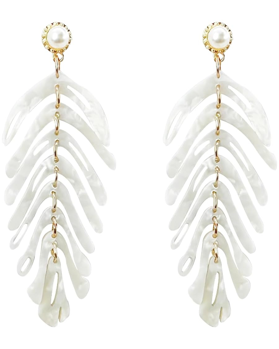 Acrylic Leaf Earrings, Leaf Drop Dangle Statement Palm Leaf Earrings Long Leaf Earrings Bohemian ... | Amazon (US)