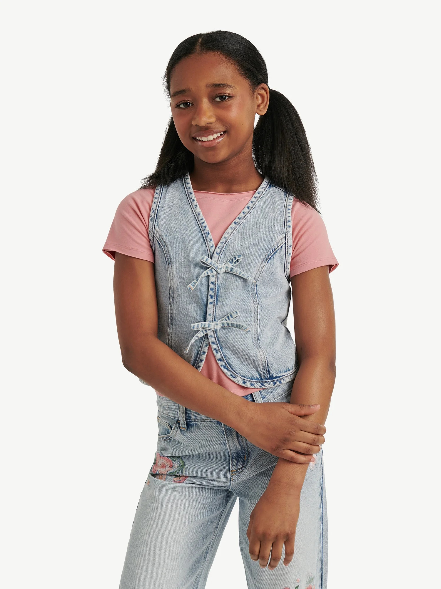 Justice Girls Bow Denim Vest, Sizes XS - XLP | Walmart (US)