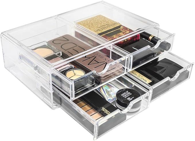 Sorbus Acrylic Cosmetics Makeup and Jewelry Storage Case X-Large Display Sets –Interlocking Sco... | Amazon (US)
