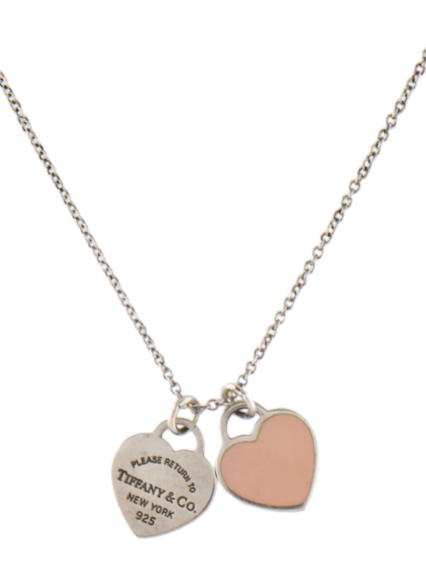Pink Mini Double Heart Tag Pendant Necklace | The RealReal