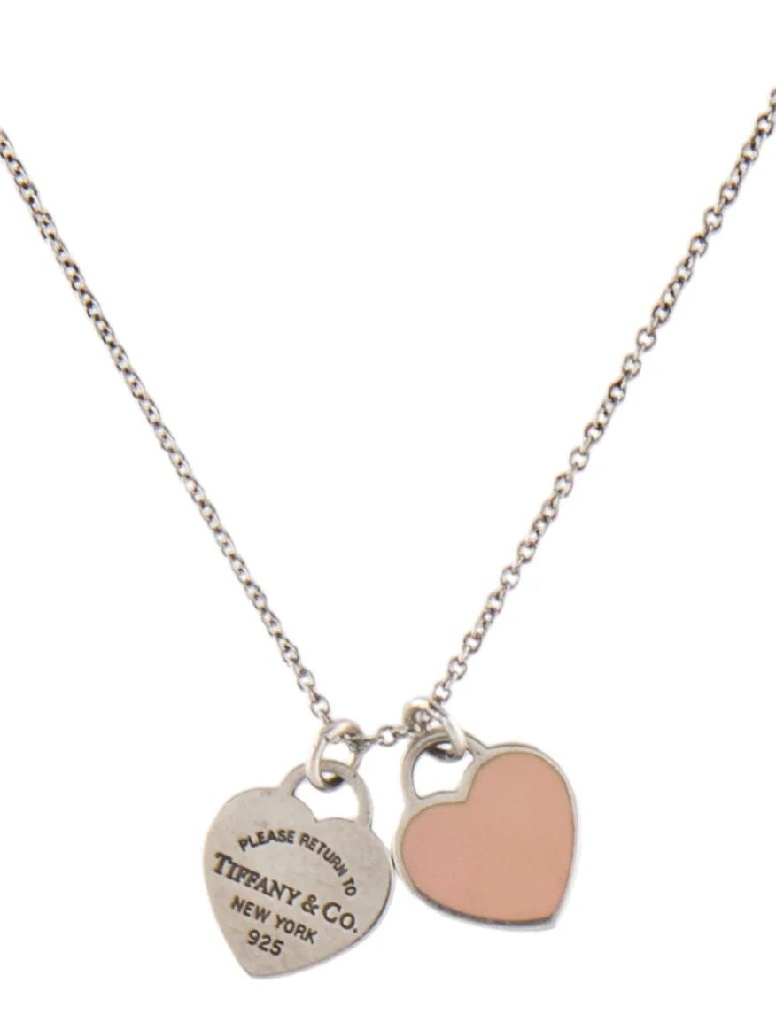 Pink Mini Double Heart Tag Pendant Necklace | The RealReal