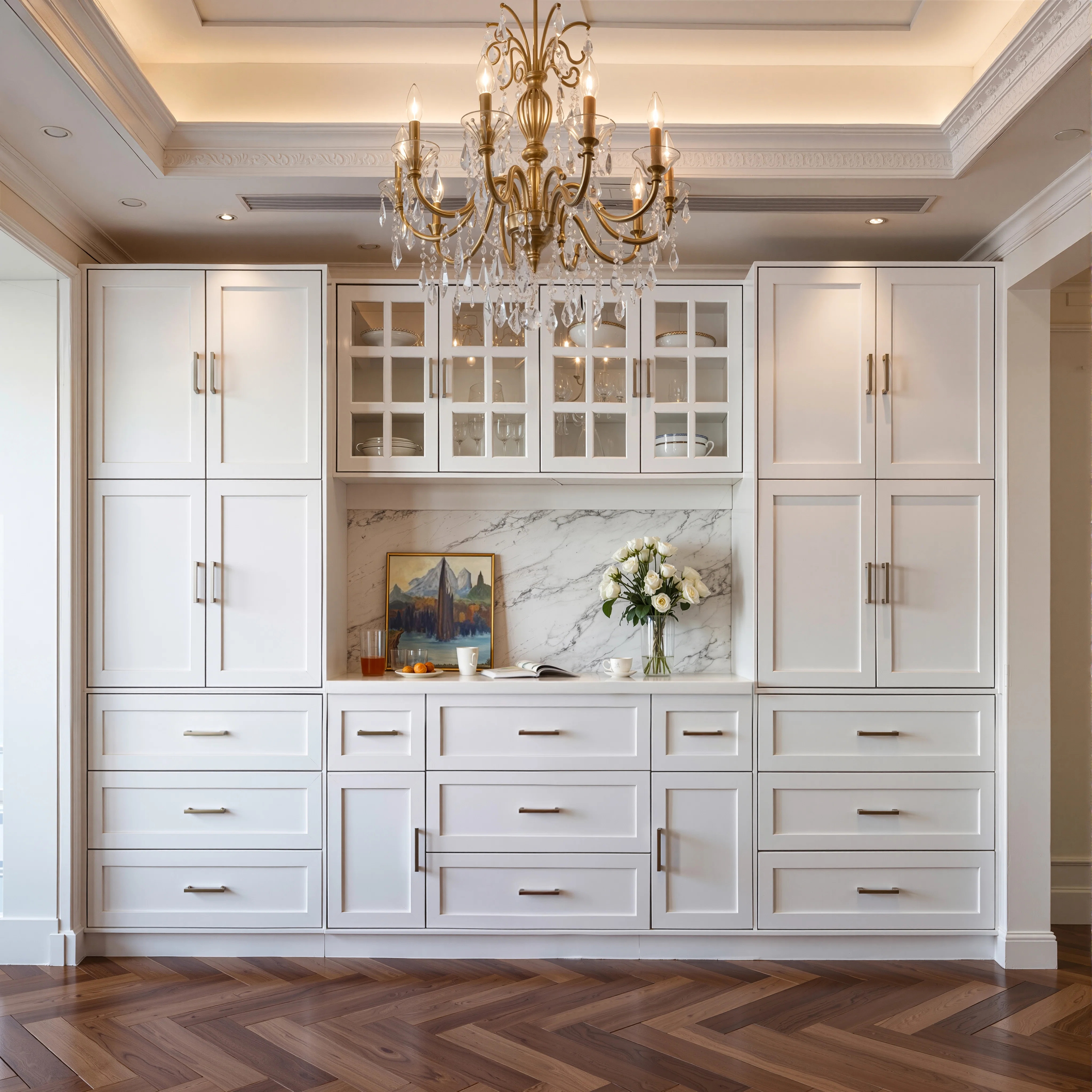 110"W Large Food Pantry Kitchen Sideboard Buffet Table | Wayfair North America