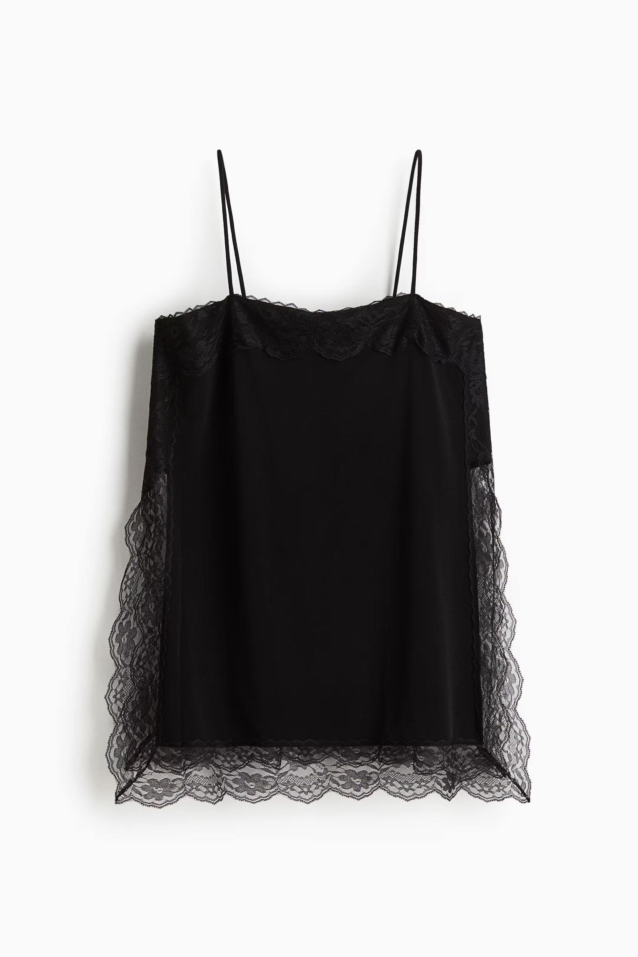 Top à bretelles fines avec dentelle - Noir - FEMME | H&M BE | H&M (FR, IT, ES, PT, BE)