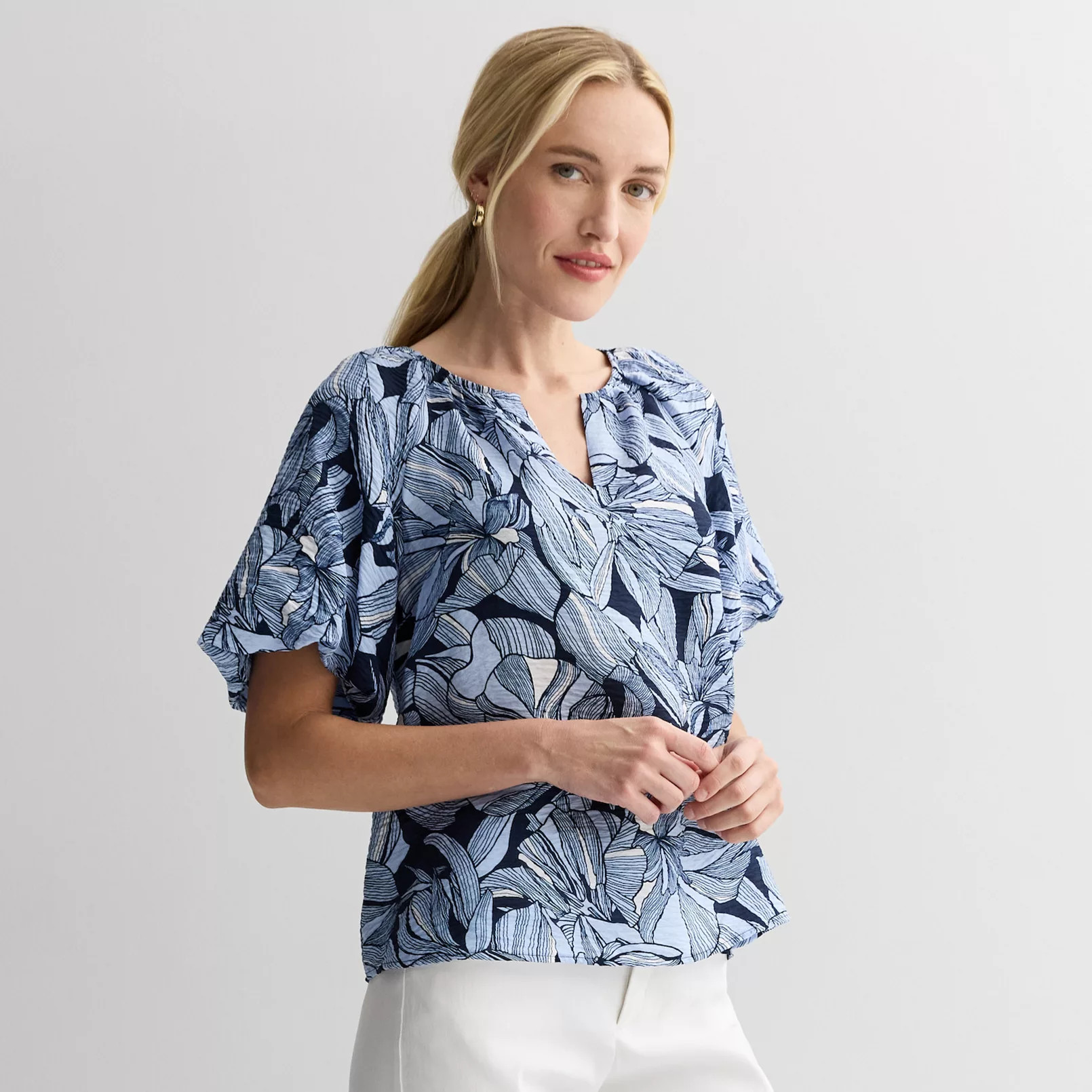 Women's Nine West Balloon Sleeve Pop Over Top | Kohl's