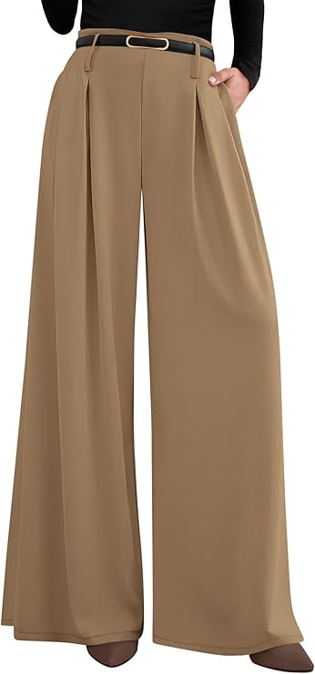 PRETTYGARDEN Womens Wide Leg Trousers 2026 Elastic High Waisted Dress Pants Pleated Slacks Flowy ... | Amazon (US)