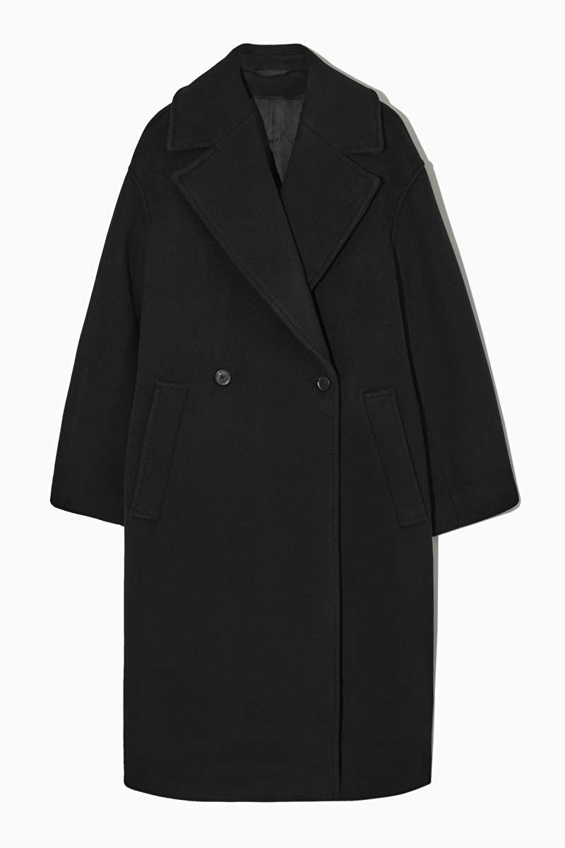 OVERSIZED DOUBLE-BREASTED WOOL COAT - BLACK - COS | COS UK