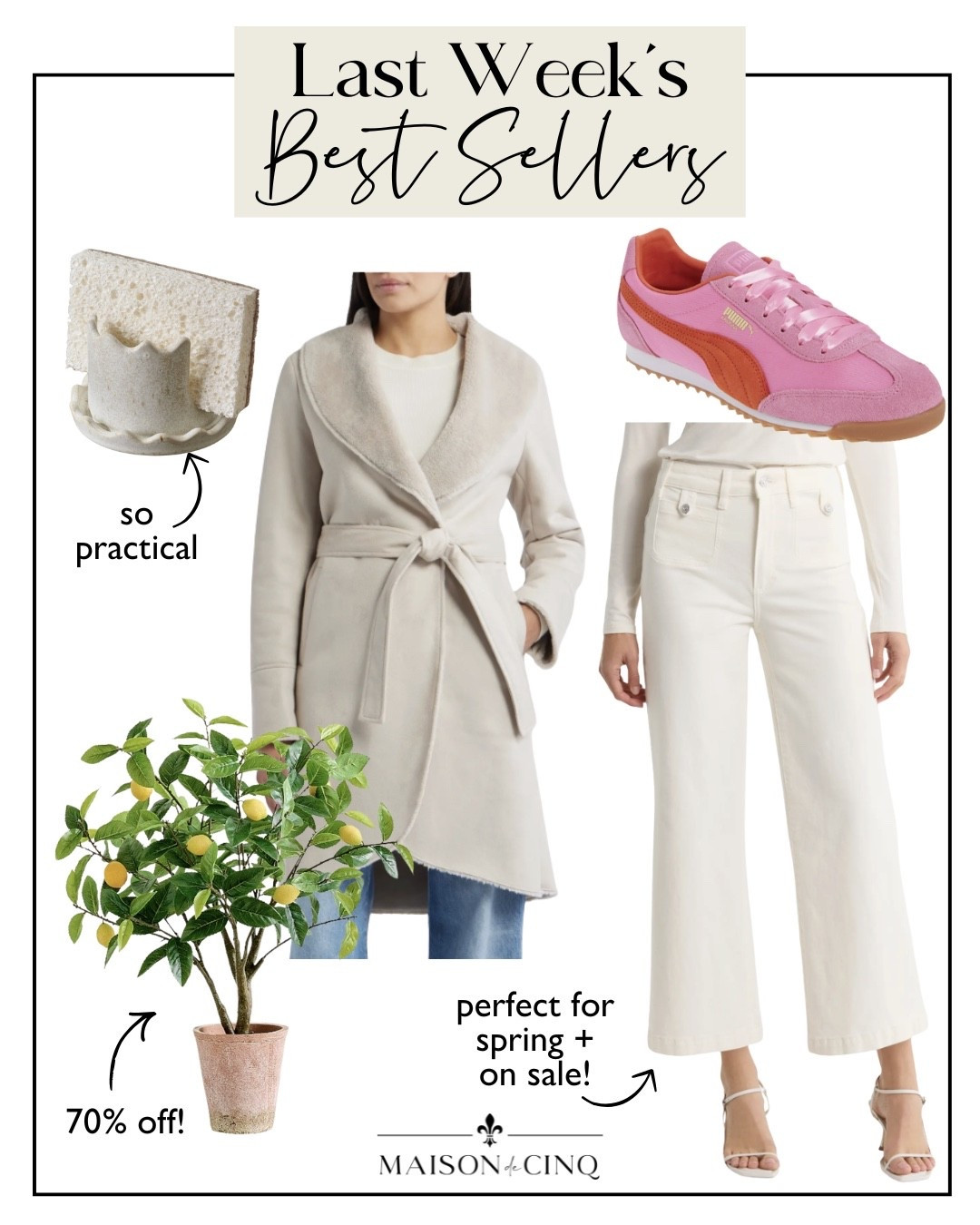 Last week’s best sellers include a chic coat on sale, the cutest lemon topiary 70% off, colorful sneaks, and more!

Home decor, spring decor, spring refresh, kitchen decor, spring fashion, spring outfit, sneakers 

#LTKOver40 #LTKHome