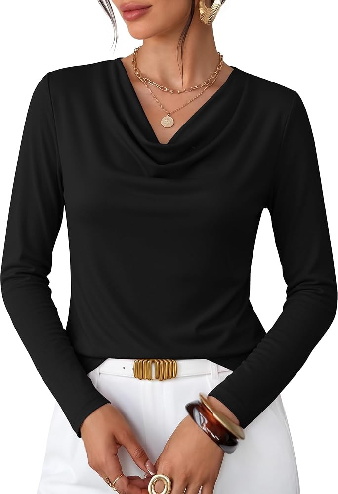 Work Office Dressy Shirts, Professional Teacher Tunic Blouse, Cute Slim Fit Drape Top, 2026 Trend... | Amazon (US)